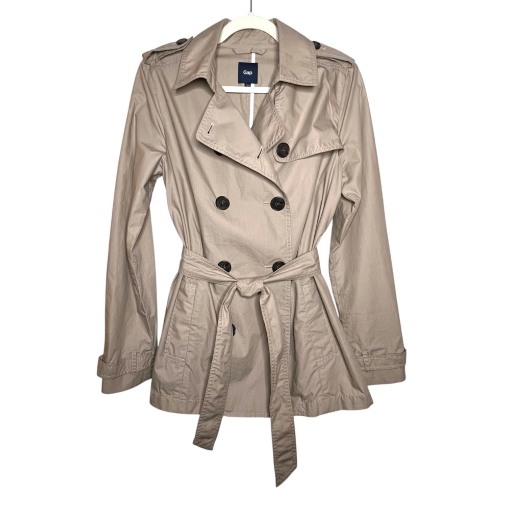 GAP 100% Cotton Double Breasted Tench Coat Size Medium